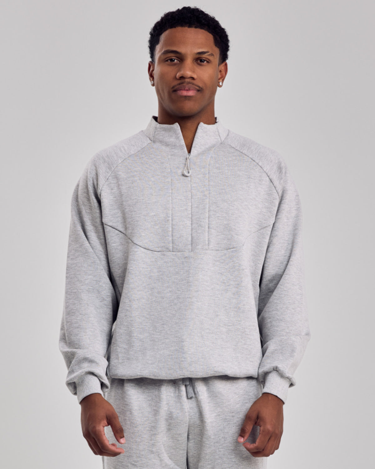 Comfort Zip Oversized Sweater — Light Gray