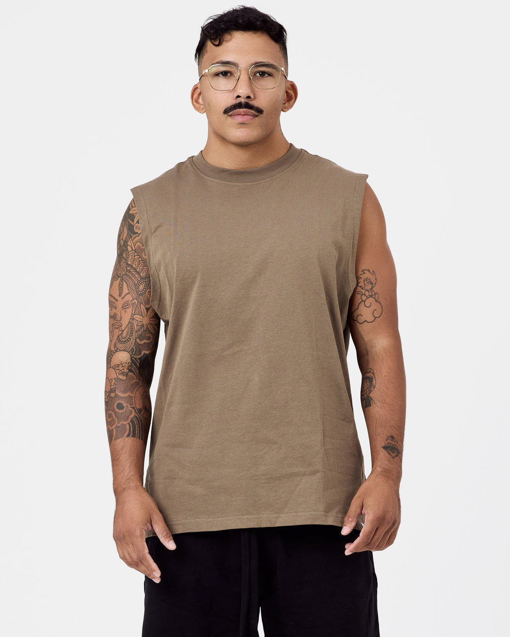 Oversized Drop Arm Cotton Tank Top
