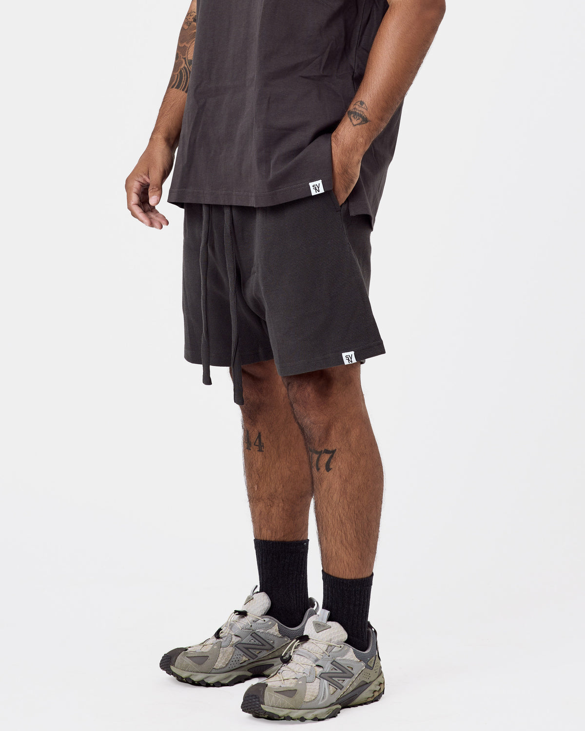 Textured Cotton Shorts — Dark Gray