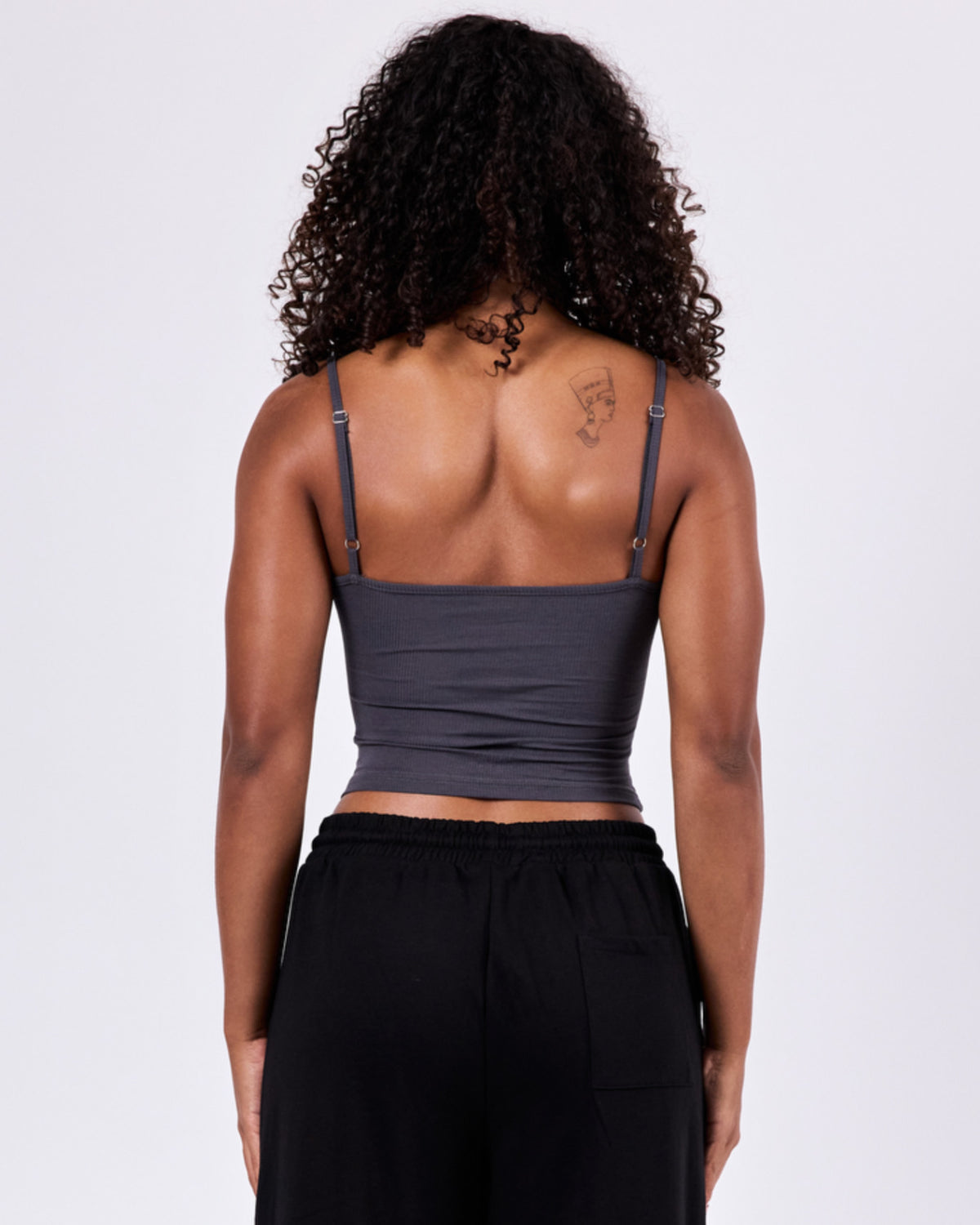 Ribbed Structured Tank Top — Steel Gray