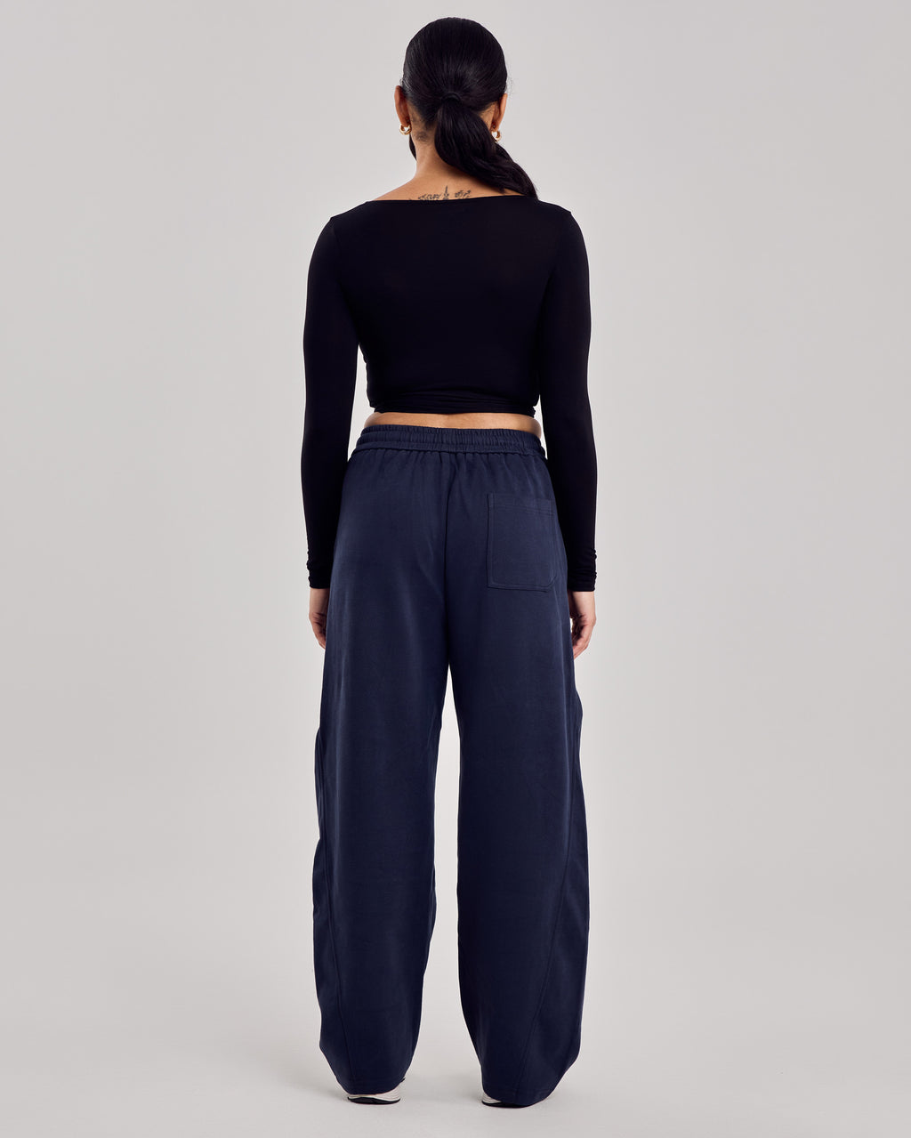 Ballet Wrap Cotton Top — Jet Black
