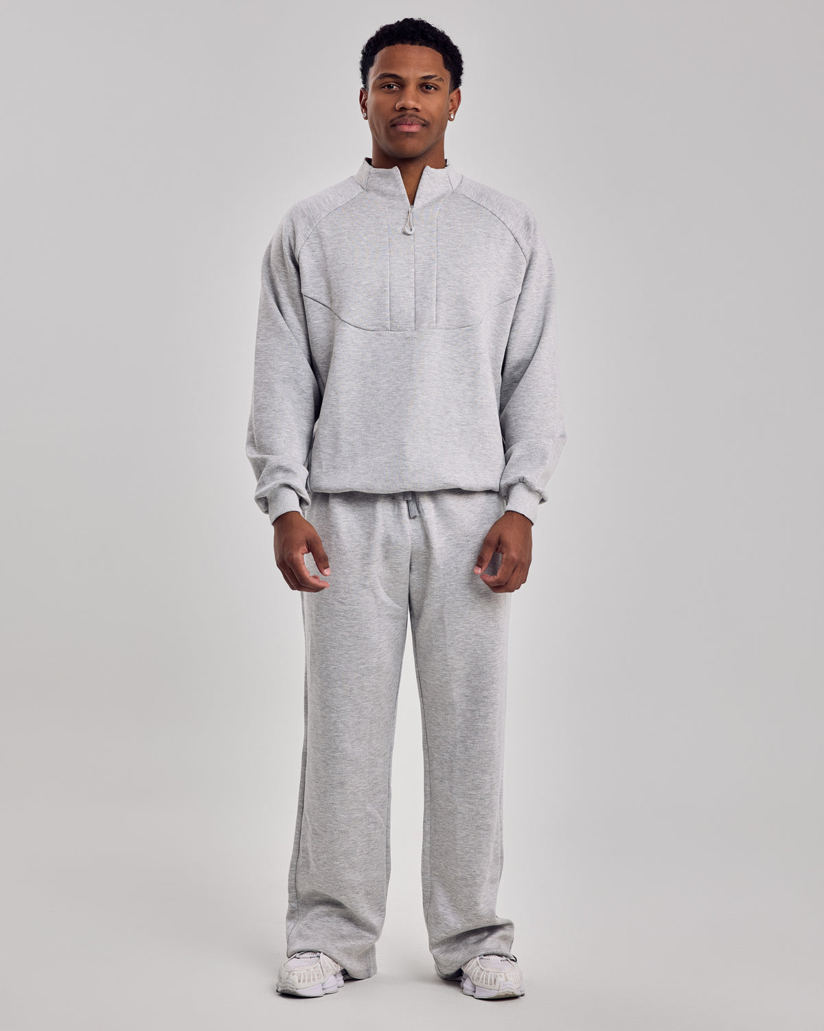 Comfort Zip Oversized Sweater — Light Gray