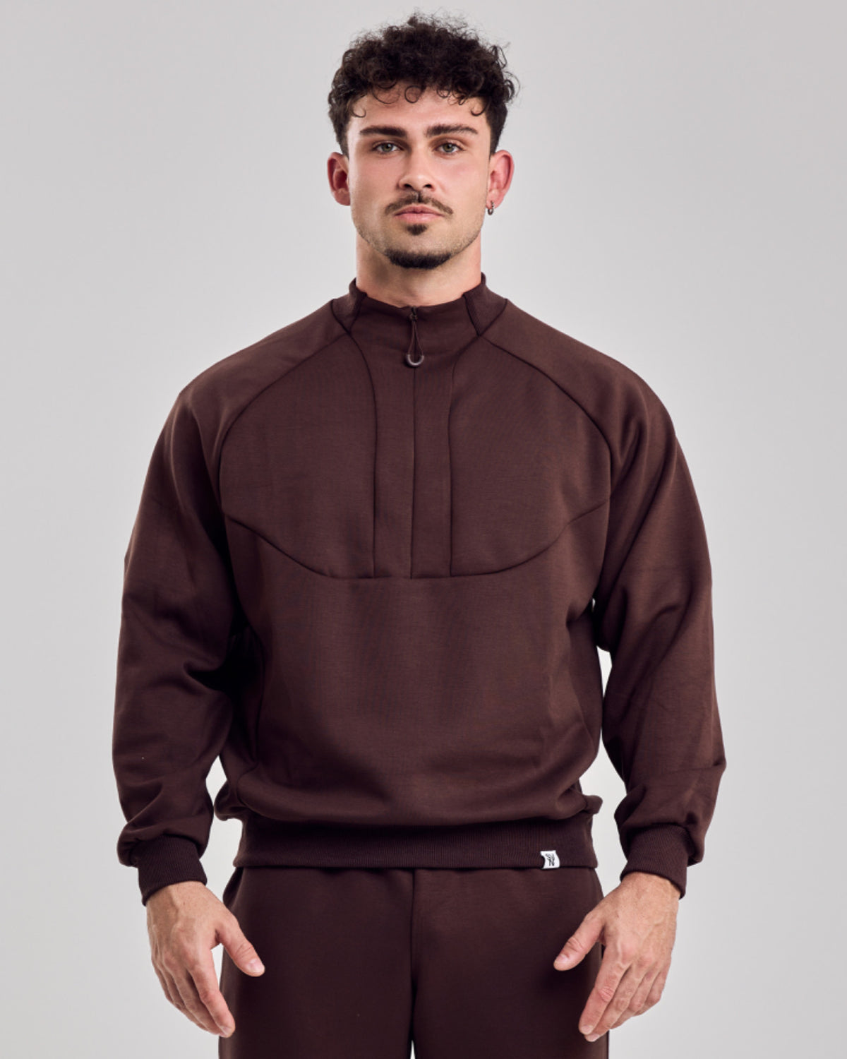 Comfort Zip Oversized Sweater — Warm Brown