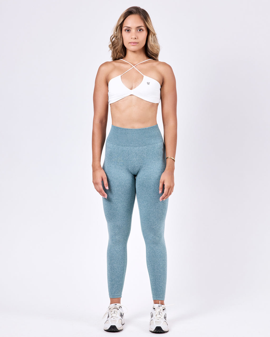 Seamless Scrunch Leggings — Heather Blue