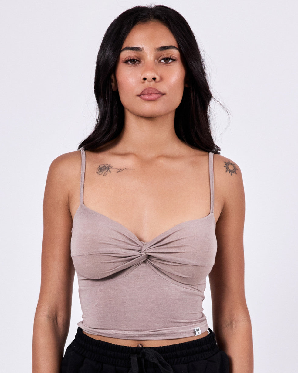 Lounge Twisted Tank Top — Heather Beige