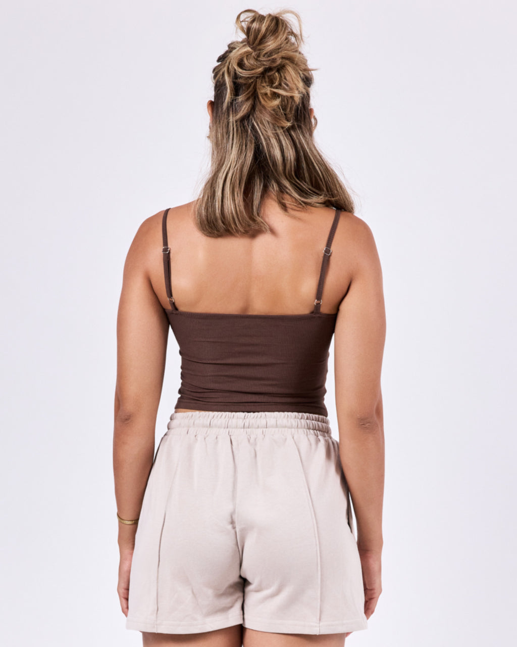 Ribbed Structured Tank Top — Coffee