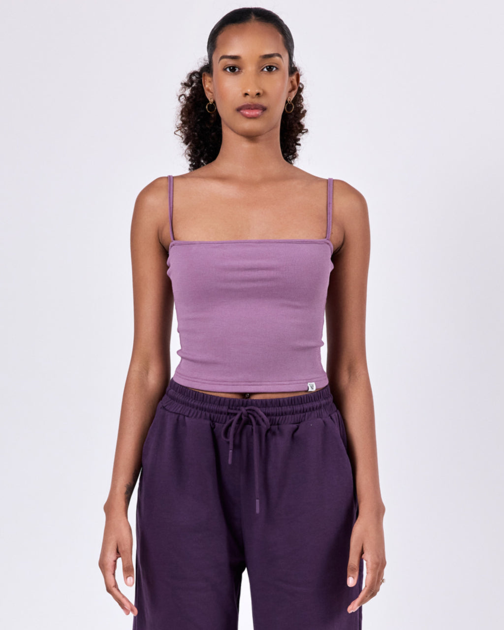 Ribbed Structured Tank Top — Soft Purple