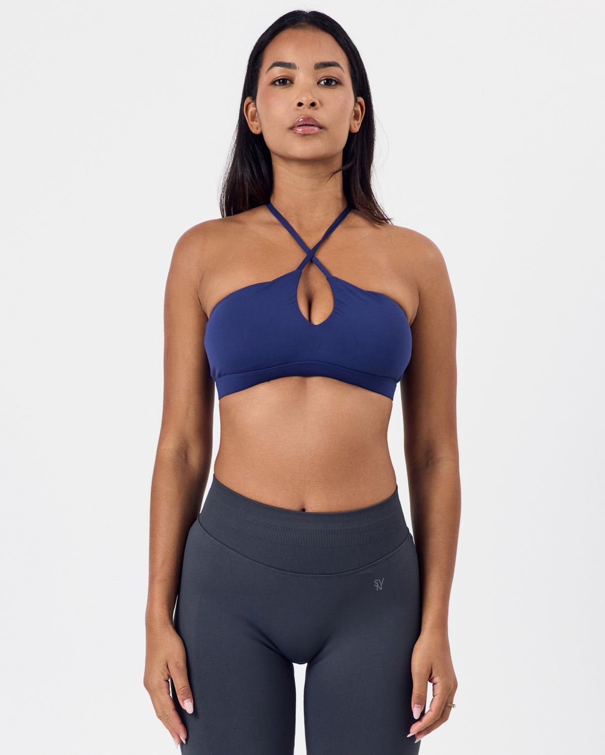 Cross Front Bra — Navy Blue
