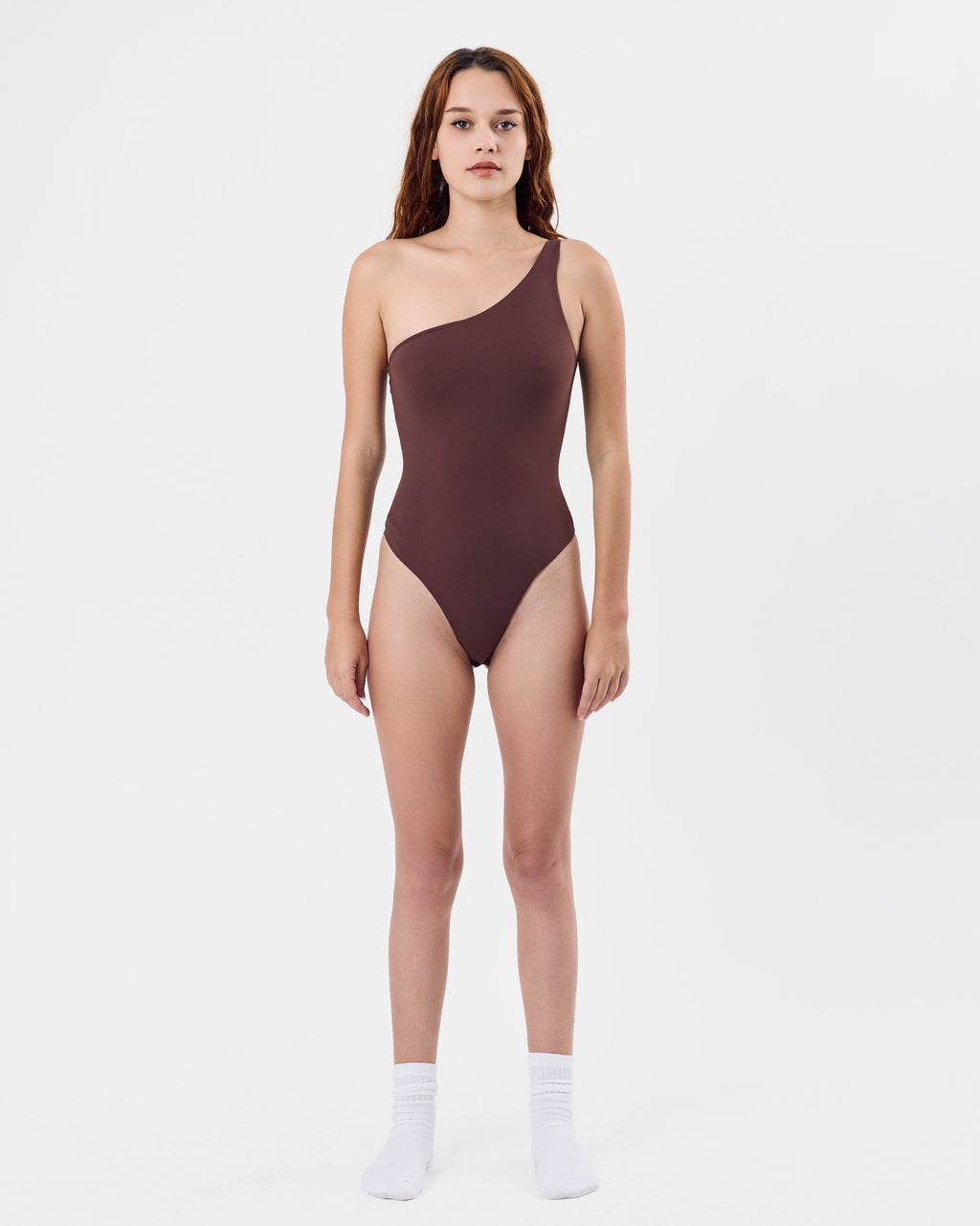 Second Skin One Shoulder Bodysuit — Walnut
