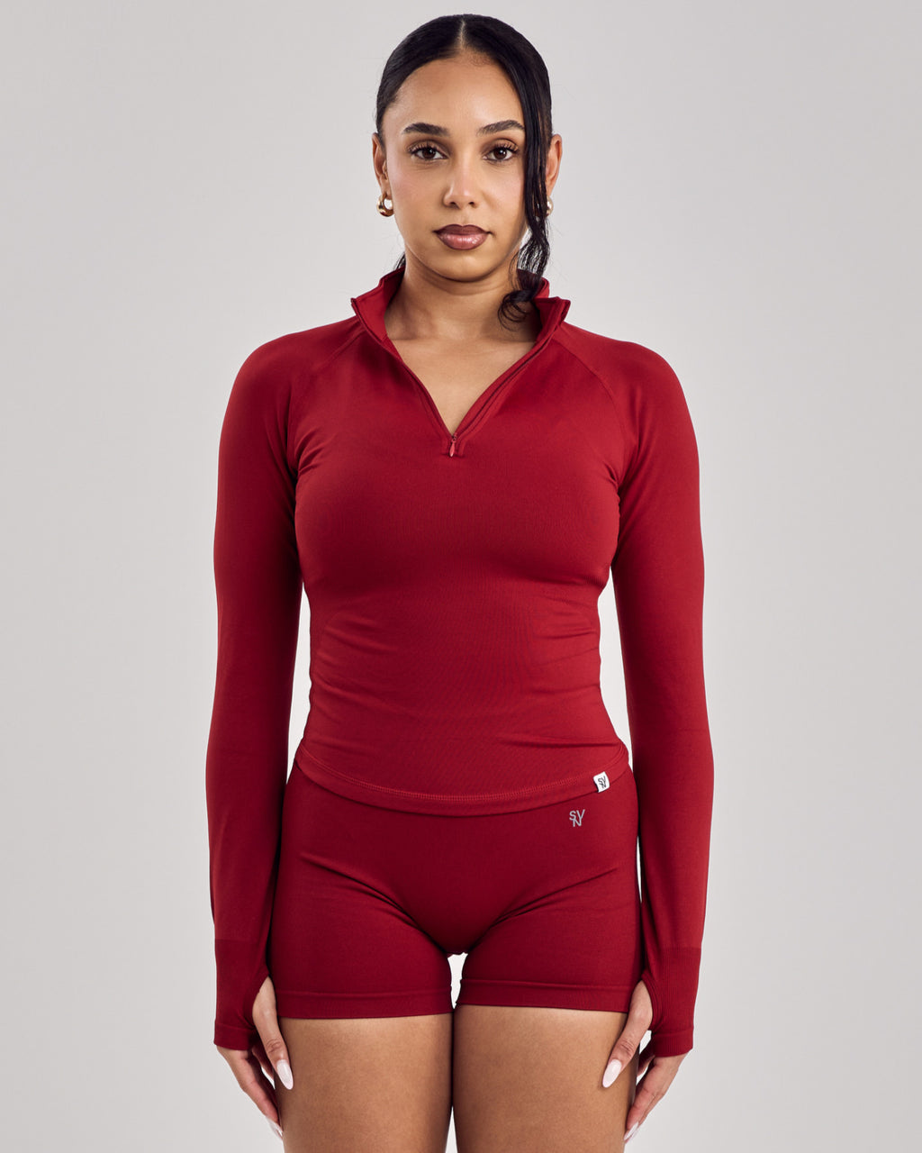 Fitted Seamless Jacket — Cherry Red