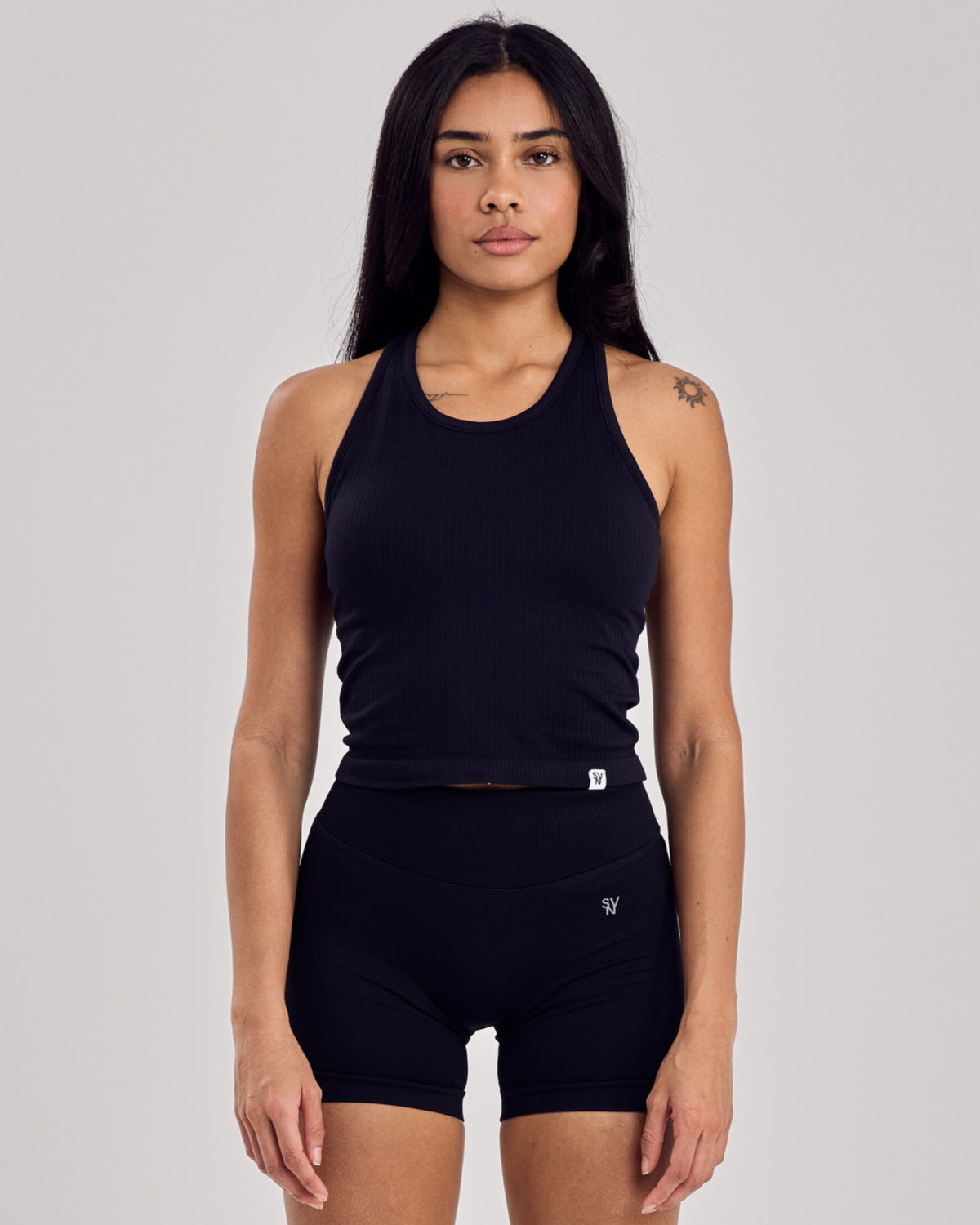 Ribbed Seamless Tank Top — Jet Black