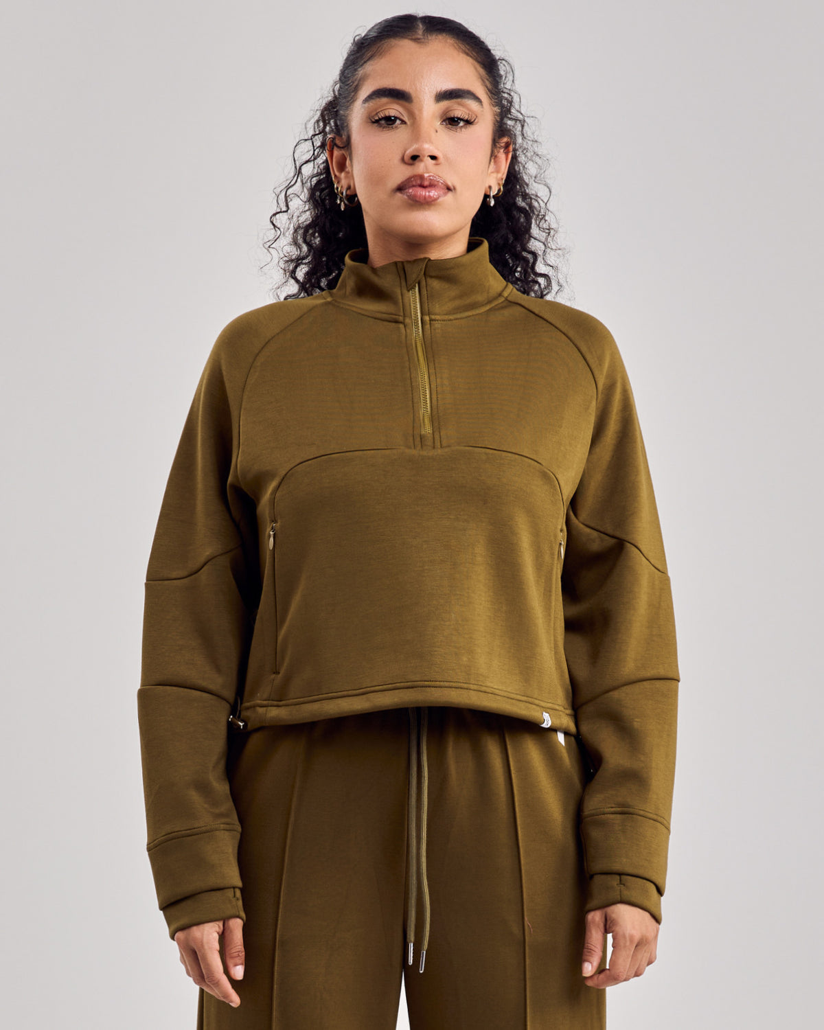 Cloud Adjustable Cropped Sweater — Olive Green