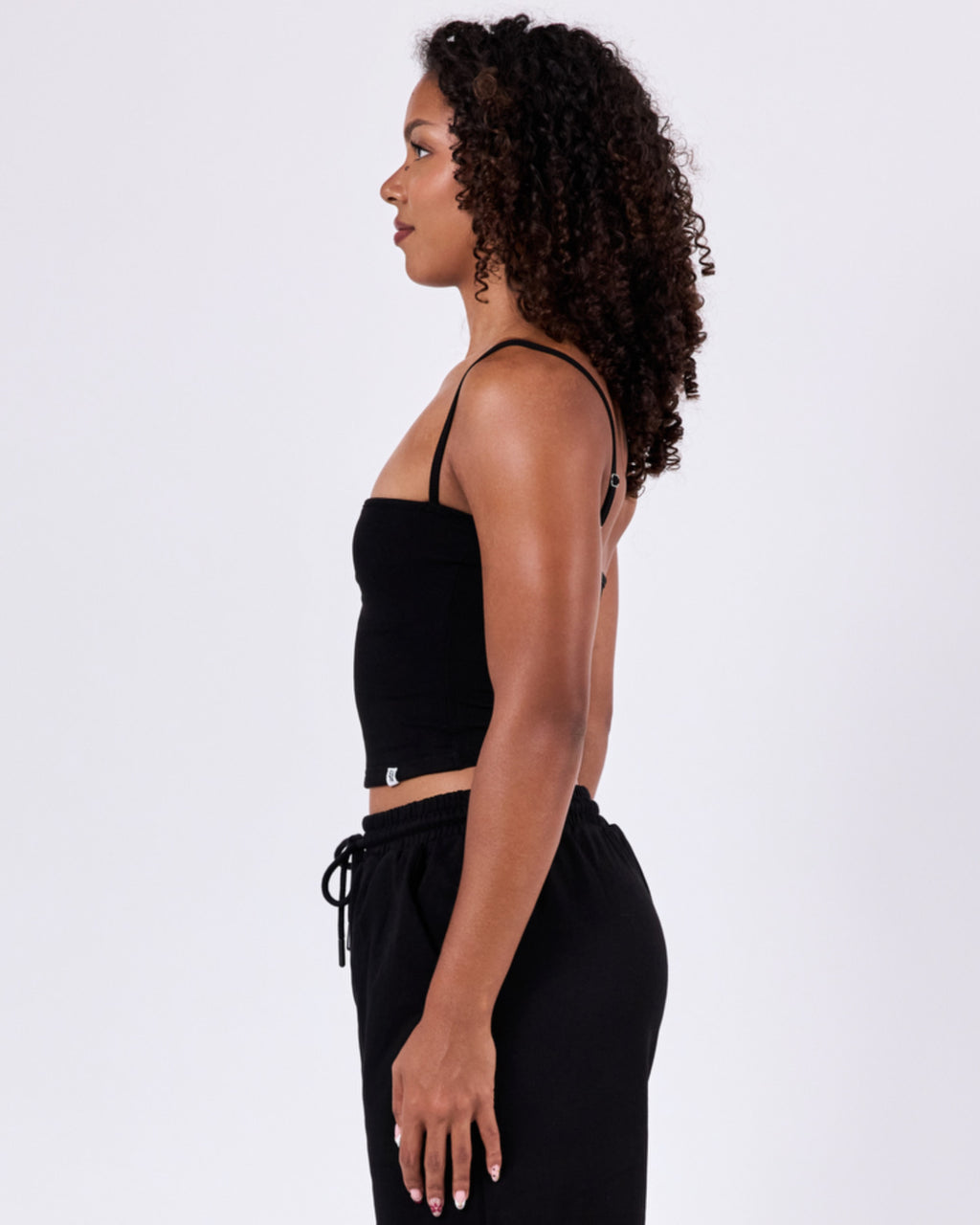 Ribbed Structured Tank Top — Jet Black