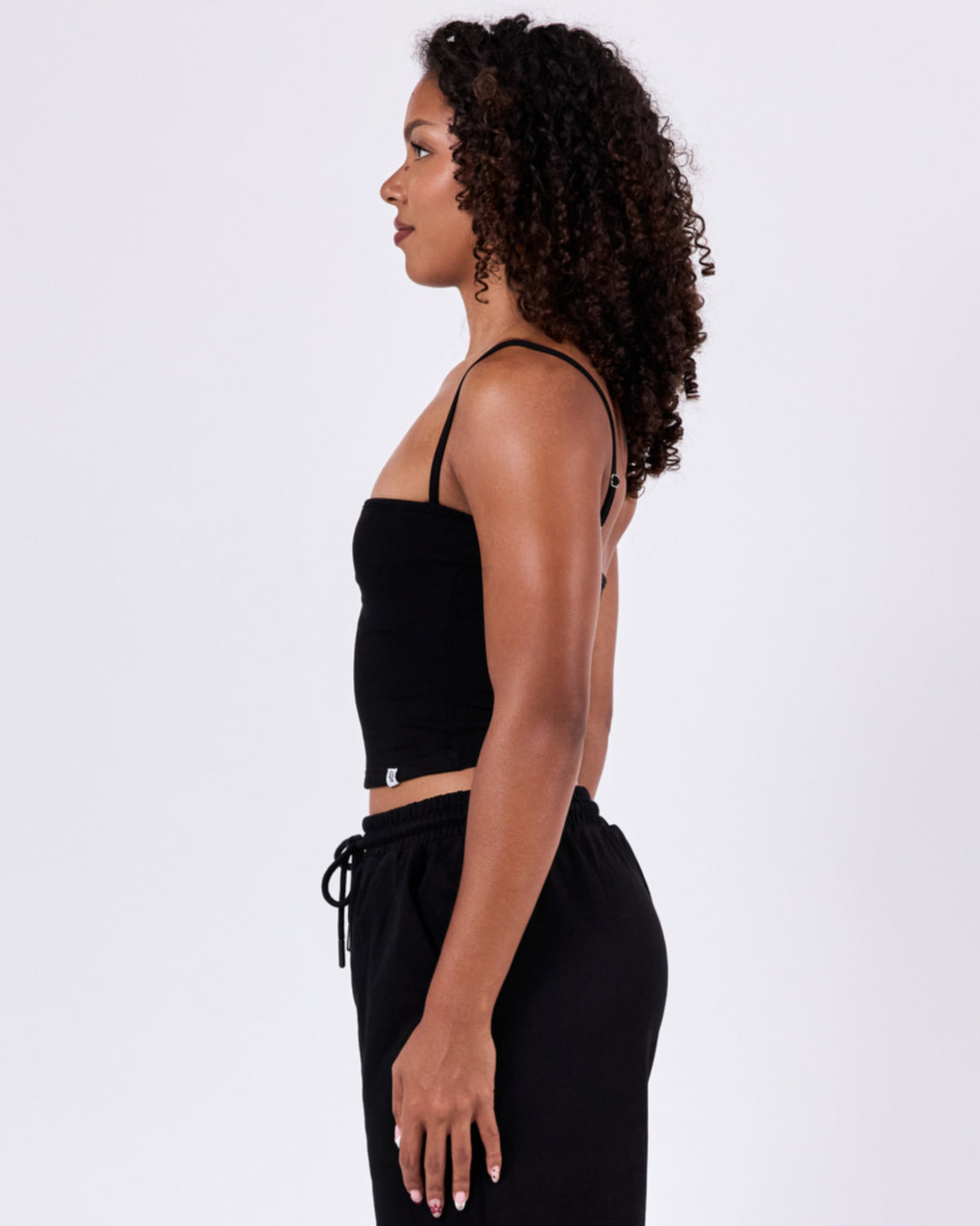 Ribbed Structured Tank Top — Jet Black