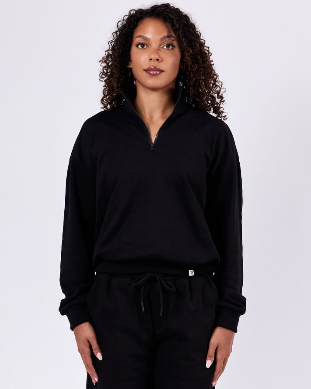 Retro Zip Sweater — Jet Black