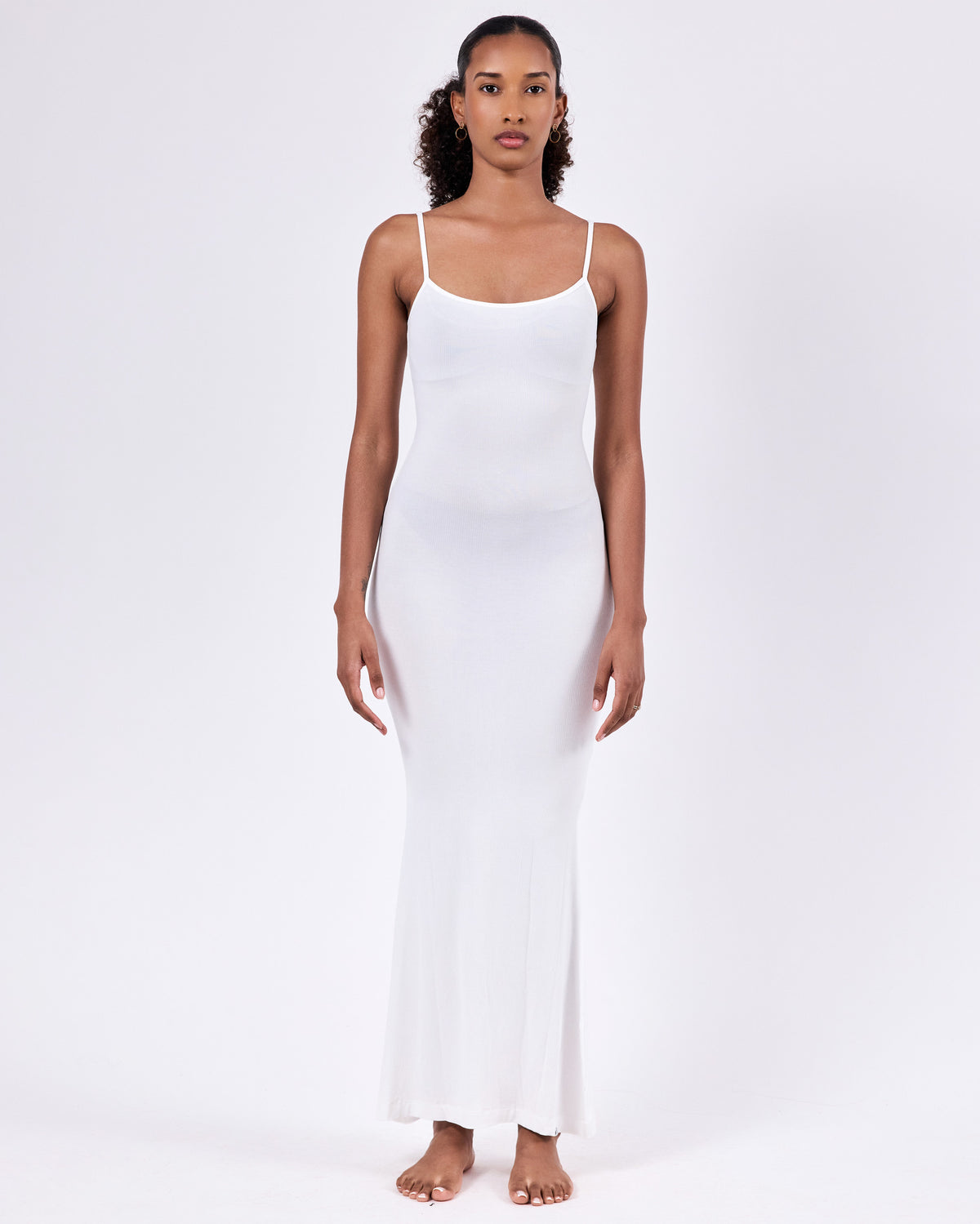 Ribbed Cotton Maxi Dress 2 — Coconut White