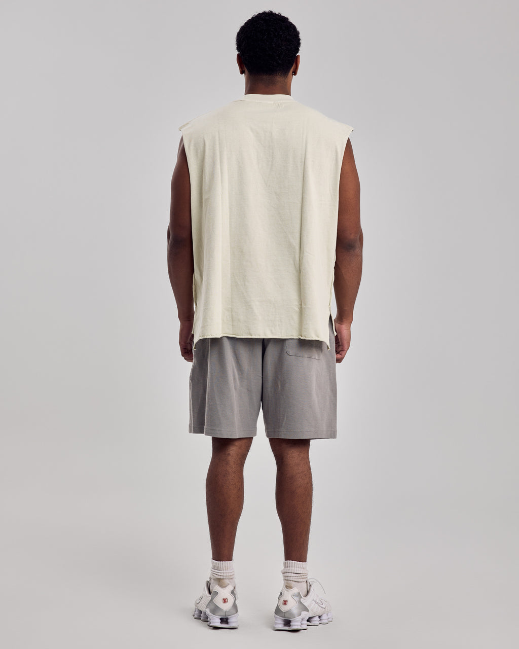 Oversized Washed Cotton Tank Top — Light Apple
