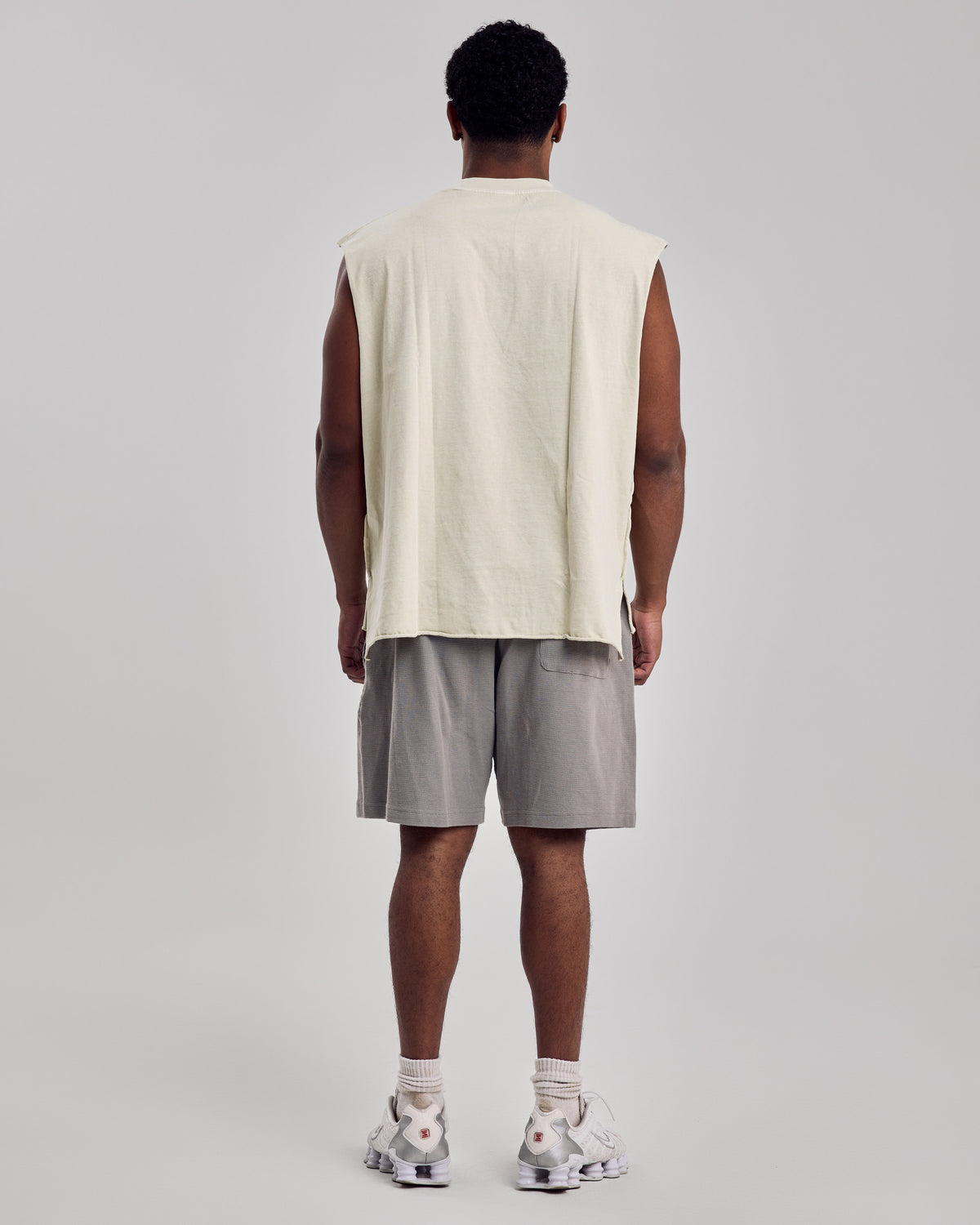 Oversized Washed Cotton Tank Top — Light Apple