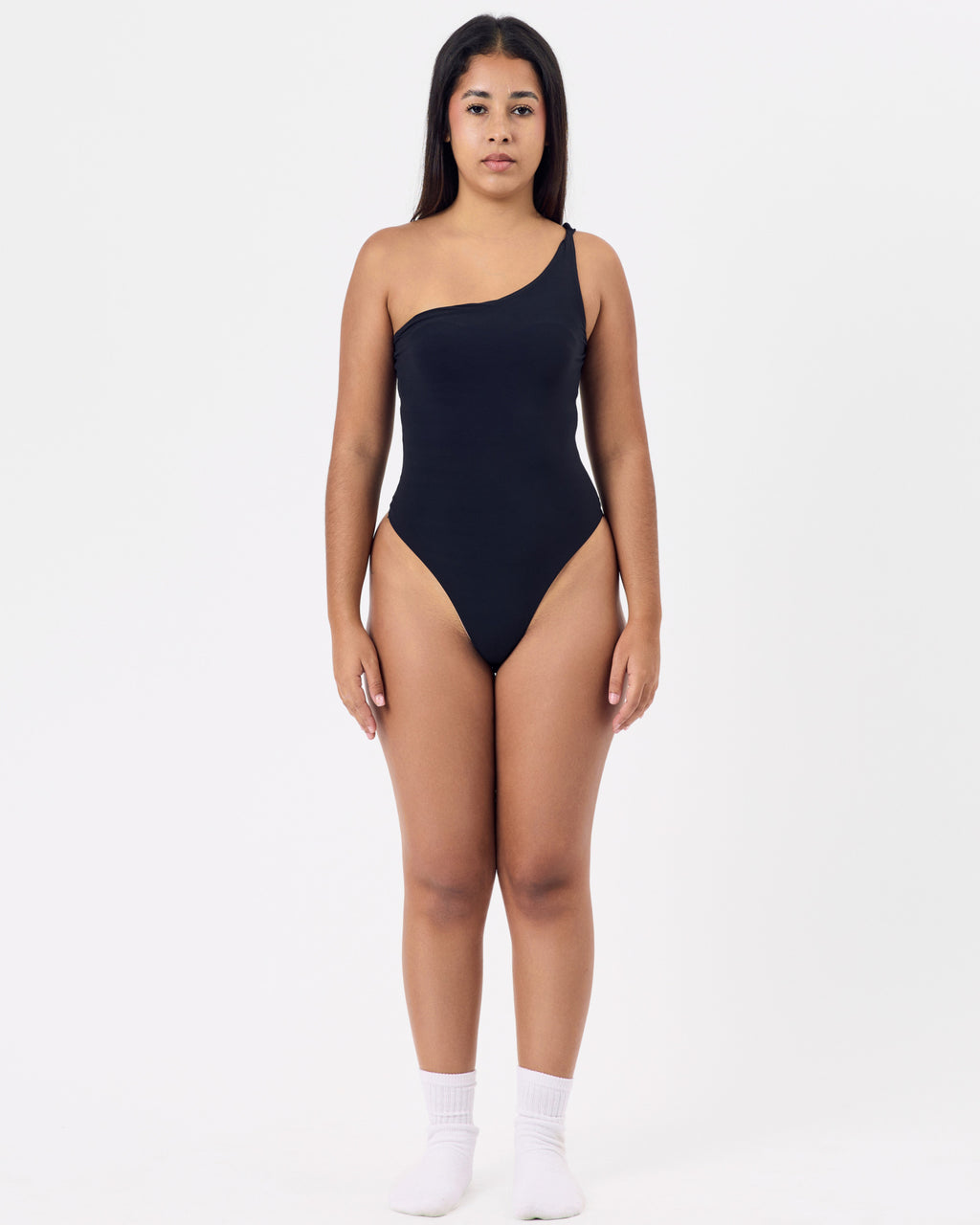 Second Skin One Shoulder Bodysuit — Jet Black