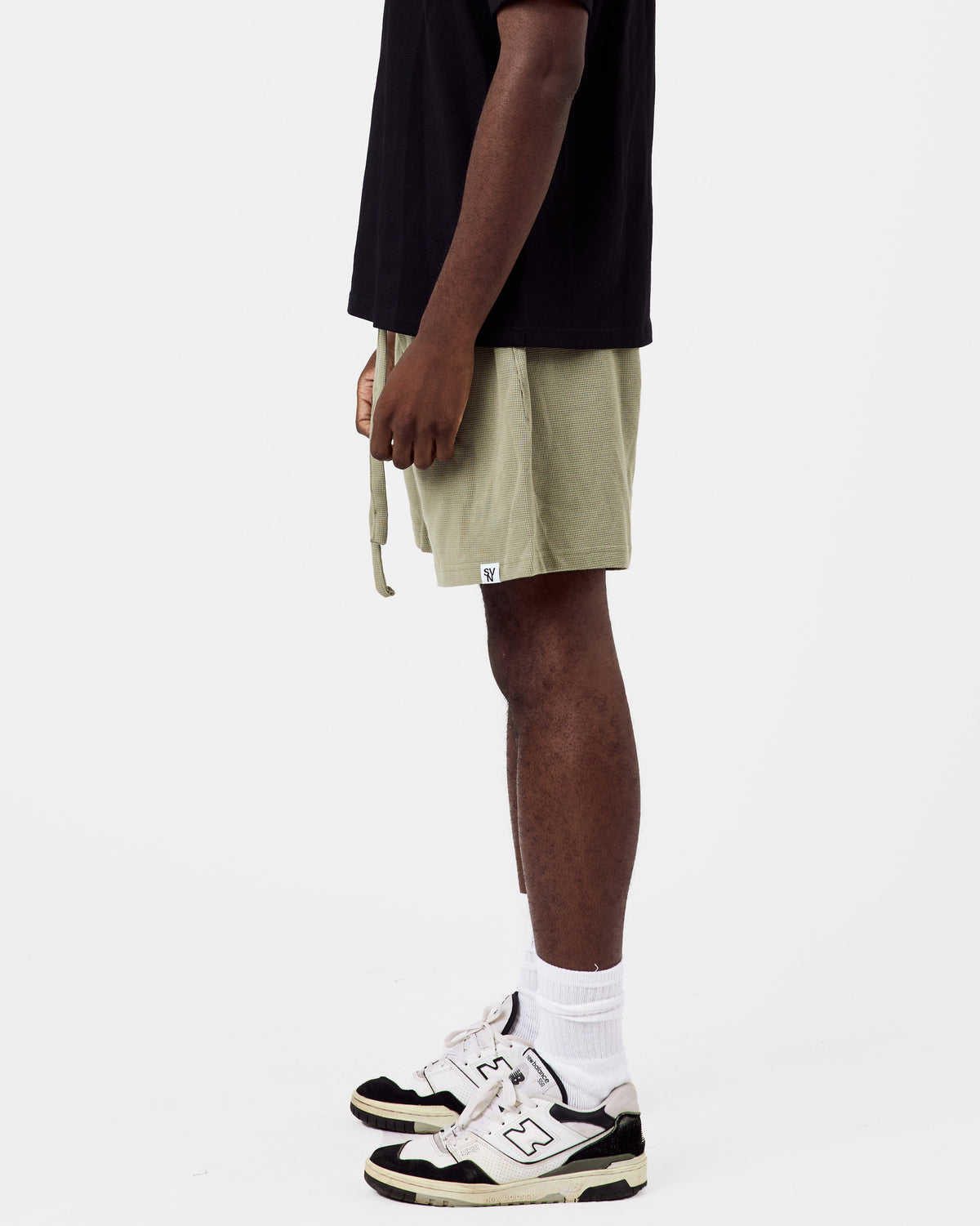 Textured Cotton Shorts — Sage Green