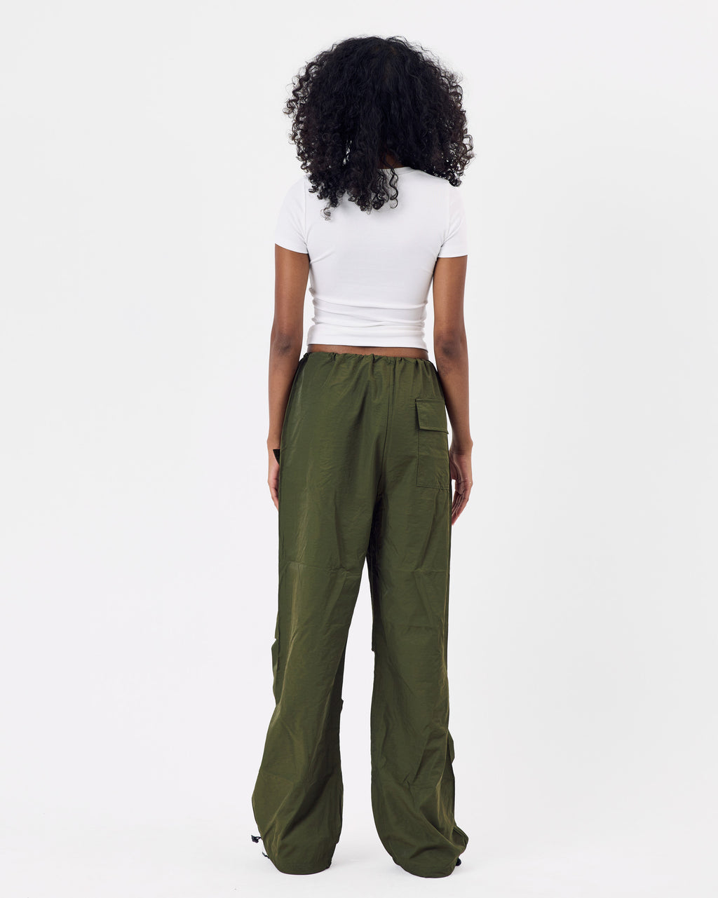 Adjustable Cargo Parachute Pants — Army Green