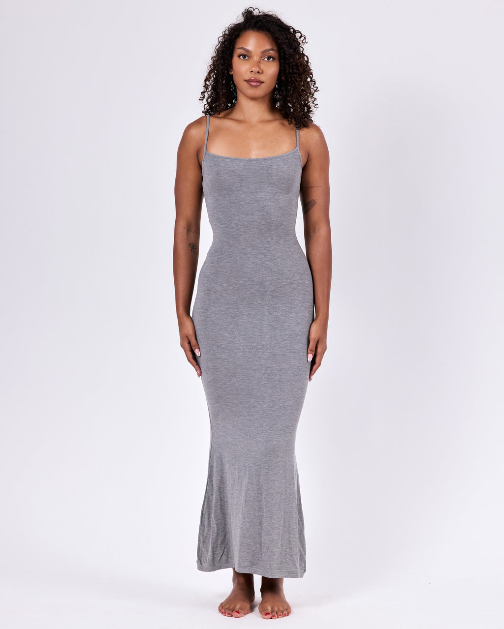 Ribbed Cotton Maxi Dress 2 — Fog Gray