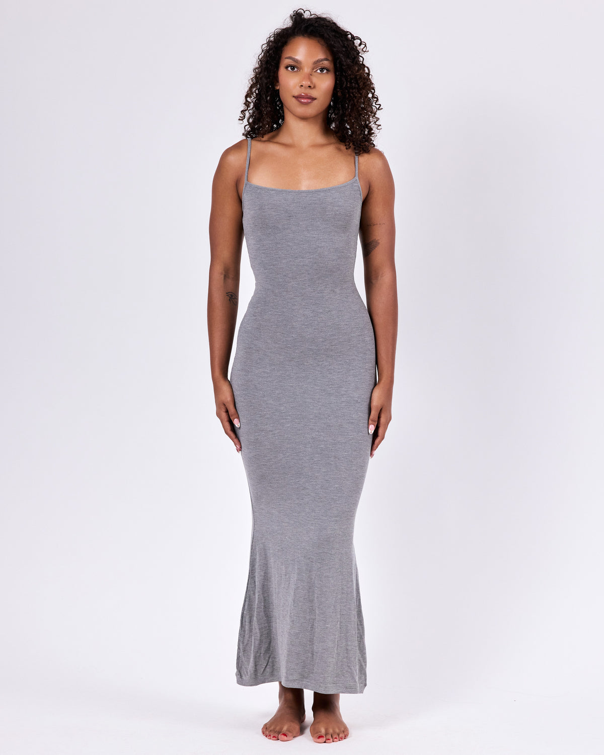 Ribbed Cotton Maxi Dress 2 — Fog Gray