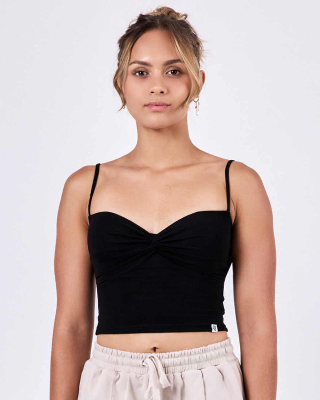 Lounge Twisted Tank Top — Jet Black