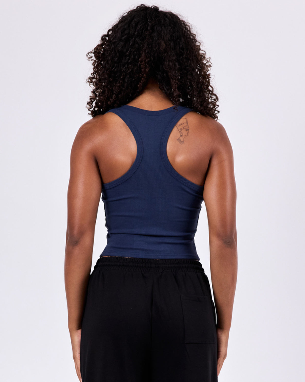 Ribbed Buttoned Tank Top — Midnight Blue