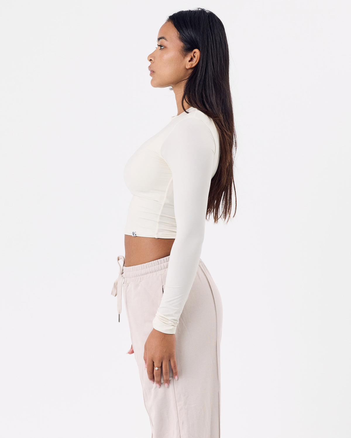 NKD Long Sleeve Cropped Top — Milky White