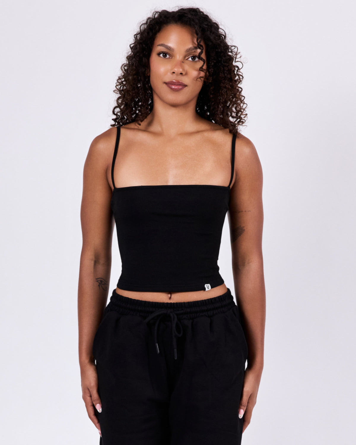 Ribbed Structured Tank Top — Jet Black