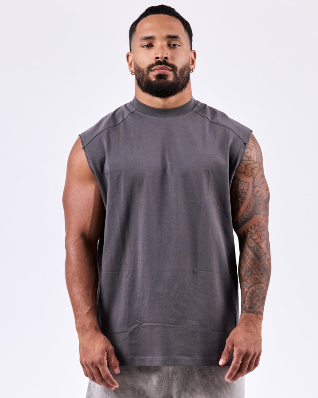 Oversized Alpha Tank Top — Frost Gray