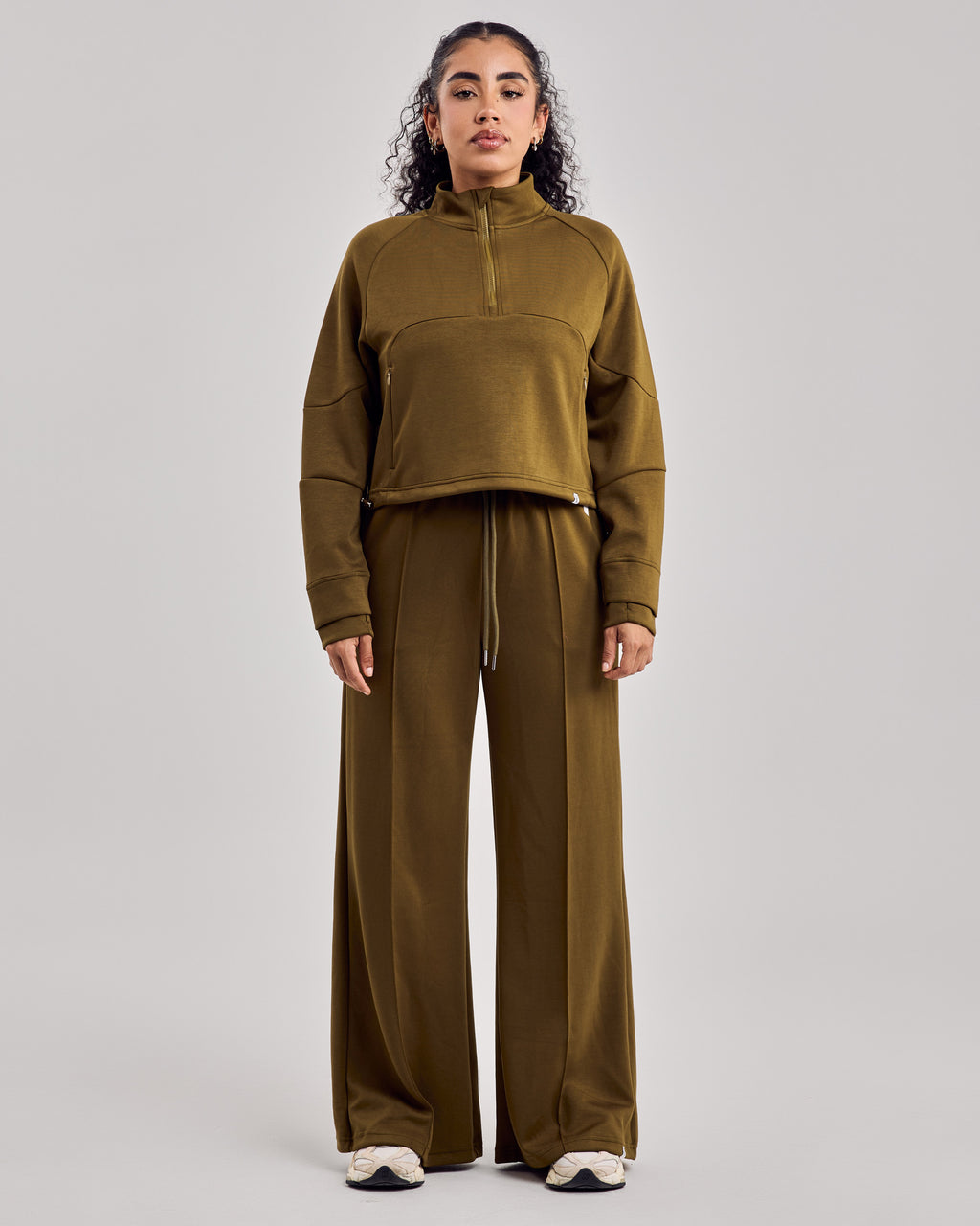Cloud Wide Leg Jogger Pants — Olive Green